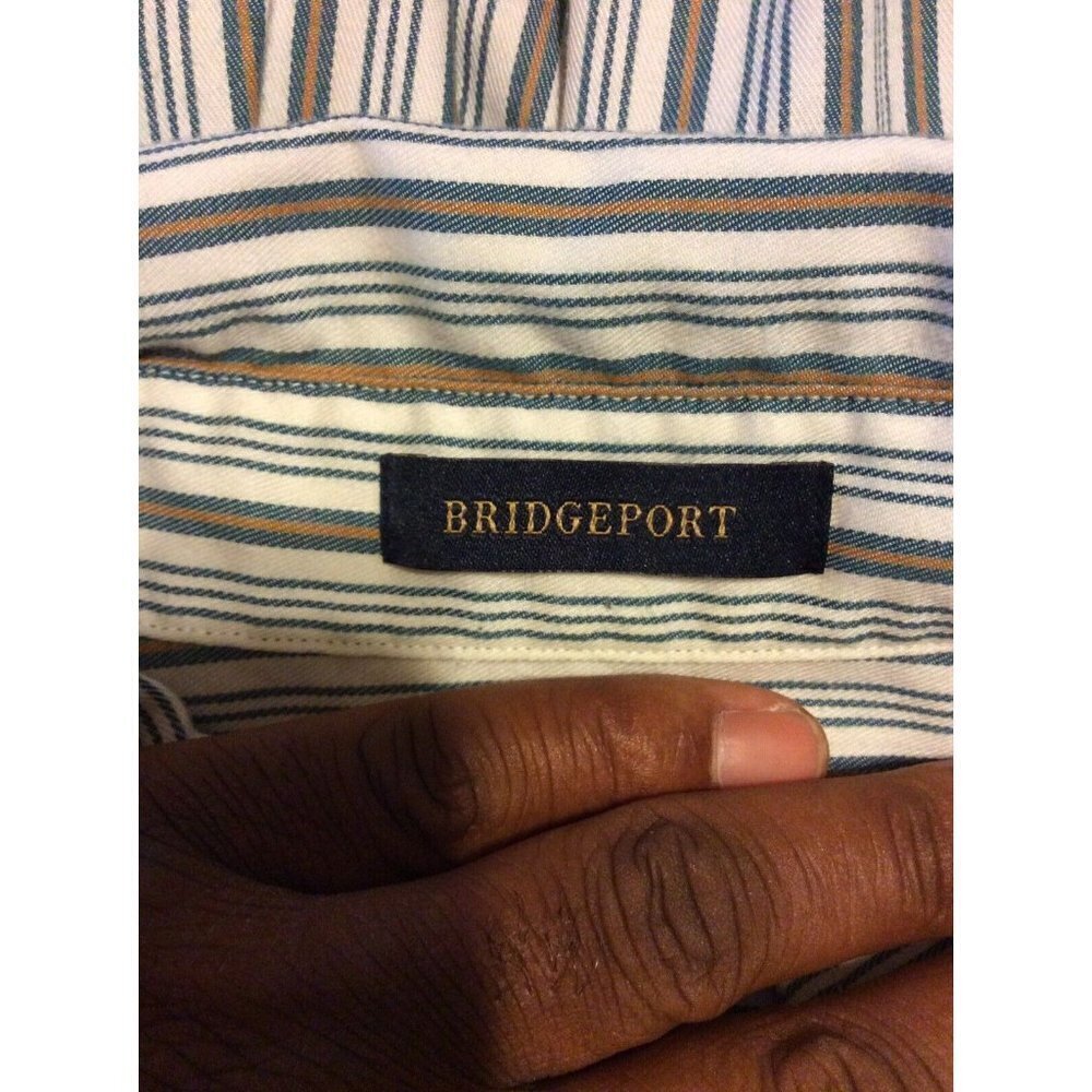 Pendleton Men's Bridgeport Button Front Shirt White Green Striped Pocket XL - Picture 6 of 11